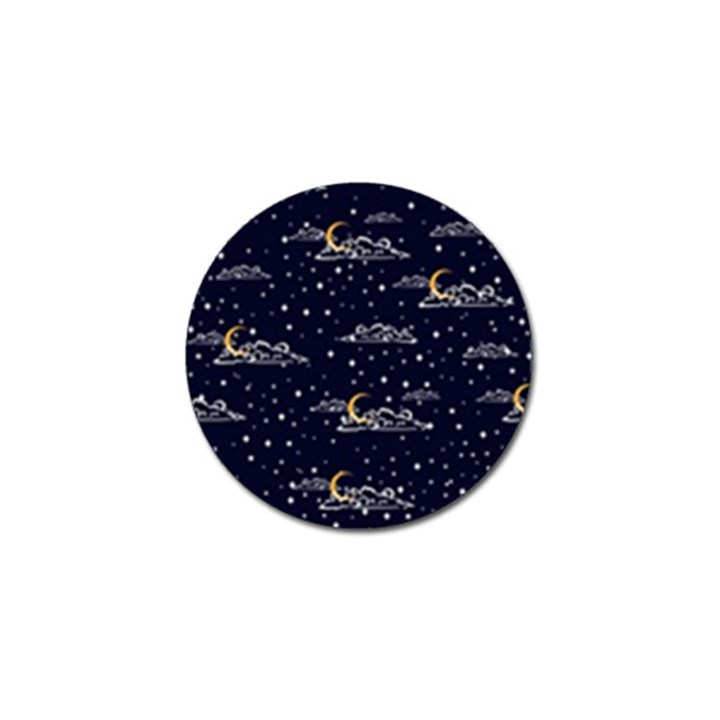 Hand drawn scratch style night sky with moon cloud space among stars seamless pattern vector design  Golf Ball Marker