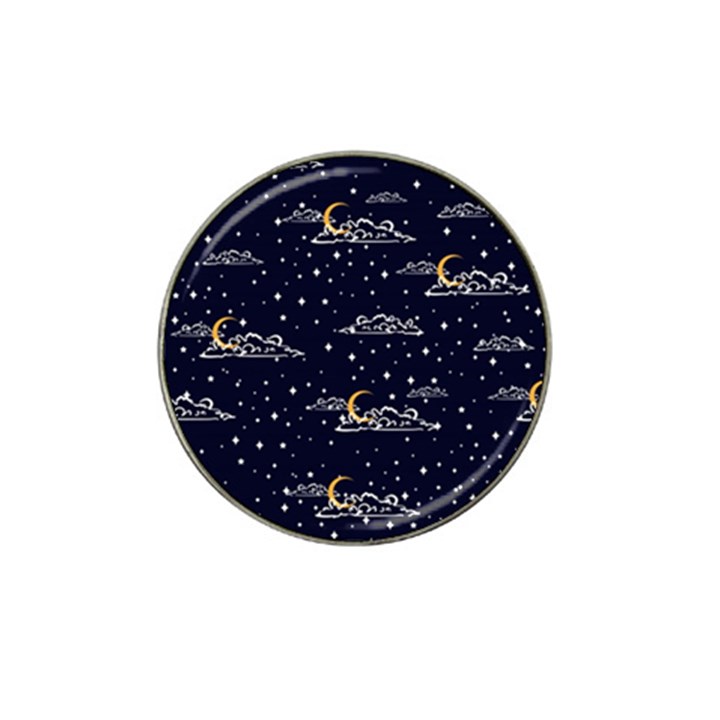 Hand drawn scratch style night sky with moon cloud space among stars seamless pattern vector design  Hat Clip Ball Marker (10 pack)