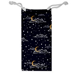 Hand Drawn Scratch Style Night Sky With Moon Cloud Space Among Stars Seamless Pattern Vector Design  Jewelry Bag by BangZart