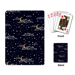 Hand Drawn Scratch Style Night Sky With Moon Cloud Space Among Stars Seamless Pattern Vector Design  Playing Cards Single Design (rectangle) by BangZart