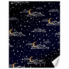 Hand Drawn Scratch Style Night Sky With Moon Cloud Space Among Stars Seamless Pattern Vector Design  Canvas 12  X 16  by BangZart