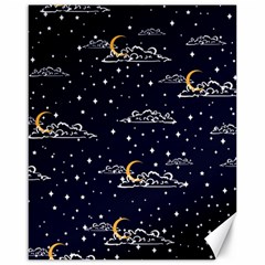 Hand Drawn Scratch Style Night Sky With Moon Cloud Space Among Stars Seamless Pattern Vector Design  Canvas 16  X 20  by BangZart