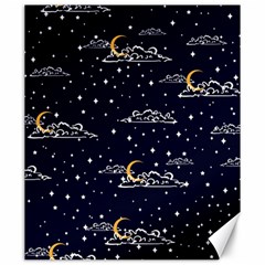 Hand Drawn Scratch Style Night Sky With Moon Cloud Space Among Stars Seamless Pattern Vector Design  Canvas 20  X 24  by BangZart