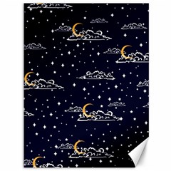 Hand Drawn Scratch Style Night Sky With Moon Cloud Space Among Stars Seamless Pattern Vector Design  Canvas 36  X 48  by BangZart