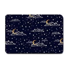 Hand Drawn Scratch Style Night Sky With Moon Cloud Space Among Stars Seamless Pattern Vector Design  Small Doormat  by BangZart