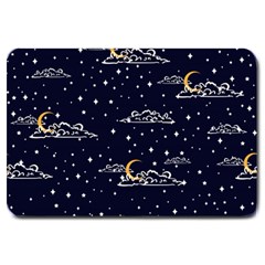 Hand Drawn Scratch Style Night Sky With Moon Cloud Space Among Stars Seamless Pattern Vector Design  Large Doormat  by BangZart