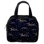 Hand drawn scratch style night sky with moon cloud space among stars seamless pattern vector design  Classic Handbag (Two Sides) Back