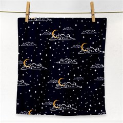 Hand Drawn Scratch Style Night Sky With Moon Cloud Space Among Stars Seamless Pattern Vector Design  Face Towel by BangZart