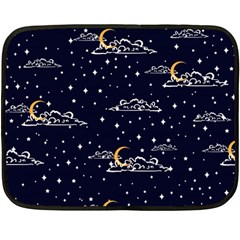 Hand Drawn Scratch Style Night Sky With Moon Cloud Space Among Stars Seamless Pattern Vector Design  Fleece Blanket (mini) by BangZart