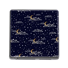 Hand Drawn Scratch Style Night Sky With Moon Cloud Space Among Stars Seamless Pattern Vector Design  Memory Card Reader (square 5 Slot) by BangZart