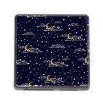 Hand drawn scratch style night sky with moon cloud space among stars seamless pattern vector design  Memory Card Reader (Square 5 Slot) Front