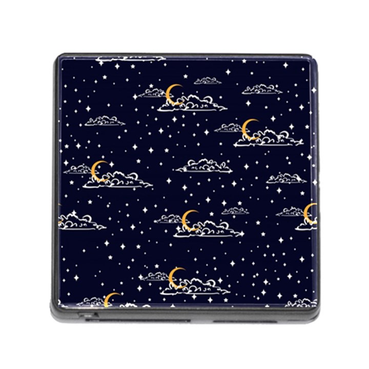 Hand drawn scratch style night sky with moon cloud space among stars seamless pattern vector design  Memory Card Reader (Square 5 Slot)