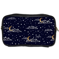 Hand Drawn Scratch Style Night Sky With Moon Cloud Space Among Stars Seamless Pattern Vector Design  Toiletries Bag (two Sides) by BangZart