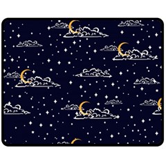 Hand Drawn Scratch Style Night Sky With Moon Cloud Space Among Stars Seamless Pattern Vector Design  Fleece Blanket (medium)  by BangZart