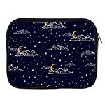 Hand drawn scratch style night sky with moon cloud space among stars seamless pattern vector design  Apple iPad 2/3/4 Zipper Cases Front