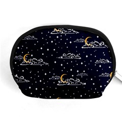 Hand Drawn Scratch Style Night Sky With Moon Cloud Space Among Stars Seamless Pattern Vector Design  Accessory Pouch (medium) by BangZart