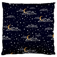 Hand Drawn Scratch Style Night Sky With Moon Cloud Space Among Stars Seamless Pattern Vector Design  Standard Flano Cushion Case (two Sides) by BangZart