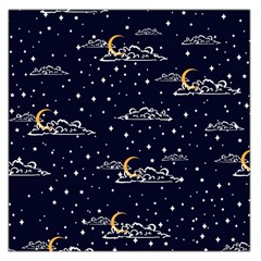 Hand Drawn Scratch Style Night Sky With Moon Cloud Space Among Stars Seamless Pattern Vector Design  Large Satin Scarf (square) by BangZart