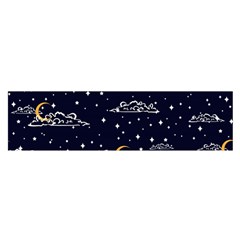 Hand Drawn Scratch Style Night Sky With Moon Cloud Space Among Stars Seamless Pattern Vector Design  Satin Scarf (oblong) by BangZart