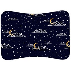 Hand Drawn Scratch Style Night Sky With Moon Cloud Space Among Stars Seamless Pattern Vector Design  Velour Seat Head Rest Cushion by BangZart