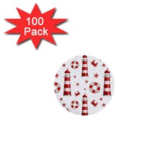 Nautical Seamless Pattern 1  Mini Buttons (100 Pack)  by BangZart