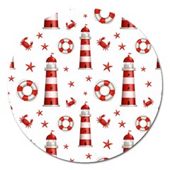 Nautical Seamless Pattern Magnet 5  (round) by BangZart