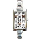 Dog french bulldog seamless pattern face head Rectangle Italian Charm Watch Front