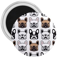 Dog french bulldog seamless pattern face head 3  Magnets