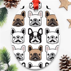 Dog french bulldog seamless pattern face head Ornament (Oval)