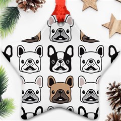 Dog French Bulldog Seamless Pattern Face Head Ornament (star) by BangZart