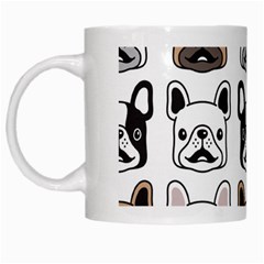 Dog French Bulldog Seamless Pattern Face Head White Mugs by BangZart