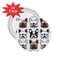 Dog French Bulldog Seamless Pattern Face Head 2 25  Buttons (10 Pack)  by BangZart