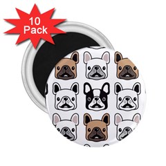 Dog French Bulldog Seamless Pattern Face Head 2 25  Magnets (10 Pack)  by BangZart