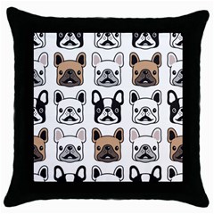 Dog French Bulldog Seamless Pattern Face Head Throw Pillow Case (black) by BangZart