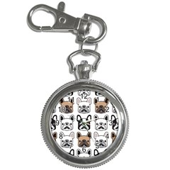 Dog French Bulldog Seamless Pattern Face Head Key Chain Watches by BangZart