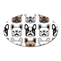 Dog French Bulldog Seamless Pattern Face Head Oval Magnet by BangZart