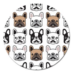 Dog French Bulldog Seamless Pattern Face Head Magnet 5  (round) by BangZart