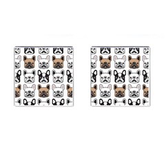 Dog French Bulldog Seamless Pattern Face Head Cufflinks (square) by BangZart