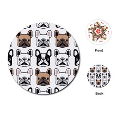 Dog French Bulldog Seamless Pattern Face Head Playing Cards Single Design (round) by BangZart