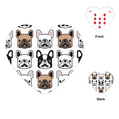 Dog French Bulldog Seamless Pattern Face Head Playing Cards Single Design (heart) by BangZart