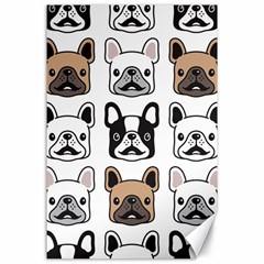 Dog French Bulldog Seamless Pattern Face Head Canvas 24  X 36  by BangZart