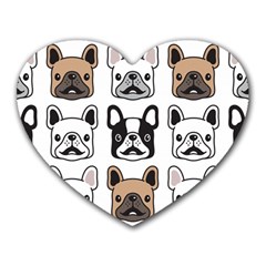 Dog French Bulldog Seamless Pattern Face Head Heart Mousepads by BangZart