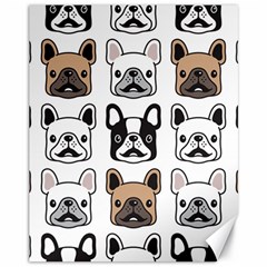 Dog french bulldog seamless pattern face head Canvas 11  x 14 