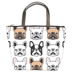 Dog French Bulldog Seamless Pattern Face Head Bucket Bag by BangZart