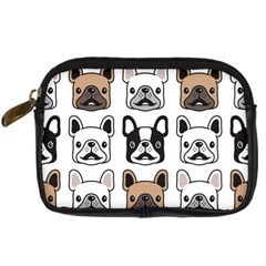 Dog French Bulldog Seamless Pattern Face Head Digital Camera Leather Case by BangZart