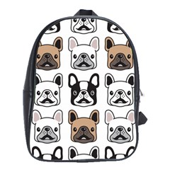 Dog French Bulldog Seamless Pattern Face Head School Bag (large) by BangZart