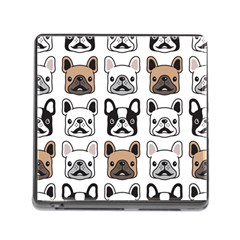 Dog French Bulldog Seamless Pattern Face Head Memory Card Reader (square 5 Slot)