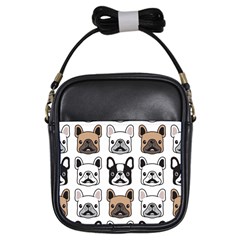 Dog French Bulldog Seamless Pattern Face Head Girls Sling Bag by BangZart