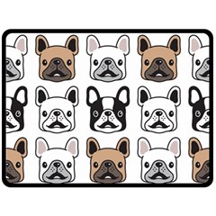 Dog French Bulldog Seamless Pattern Face Head Fleece Blanket (large)  by BangZart