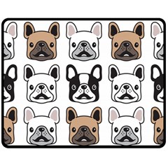 Dog French Bulldog Seamless Pattern Face Head Fleece Blanket (medium)  by BangZart